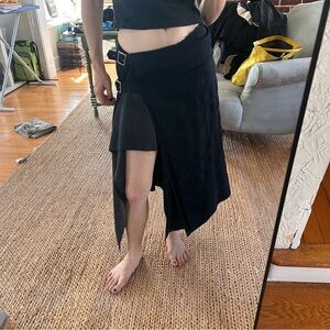 VINTAGE Comme des Garçons Black Asymmetrical Wrap Skirt with Buckles